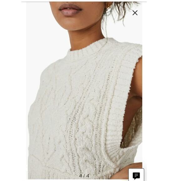 FREE PEOPLE Rowan Sweater Vest in Ivory, sz XL - Picture 5 of 16